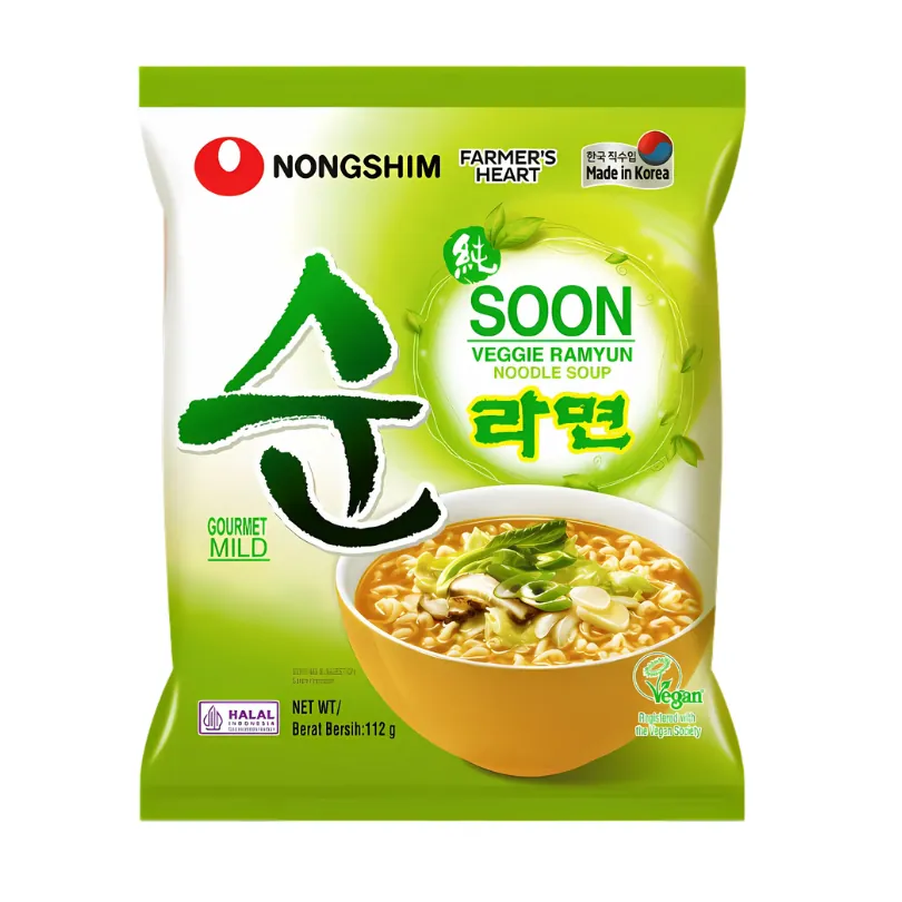 Nongshim Soon Veggie Ramyun Noodle Soup - 112 g Fideos Vegano